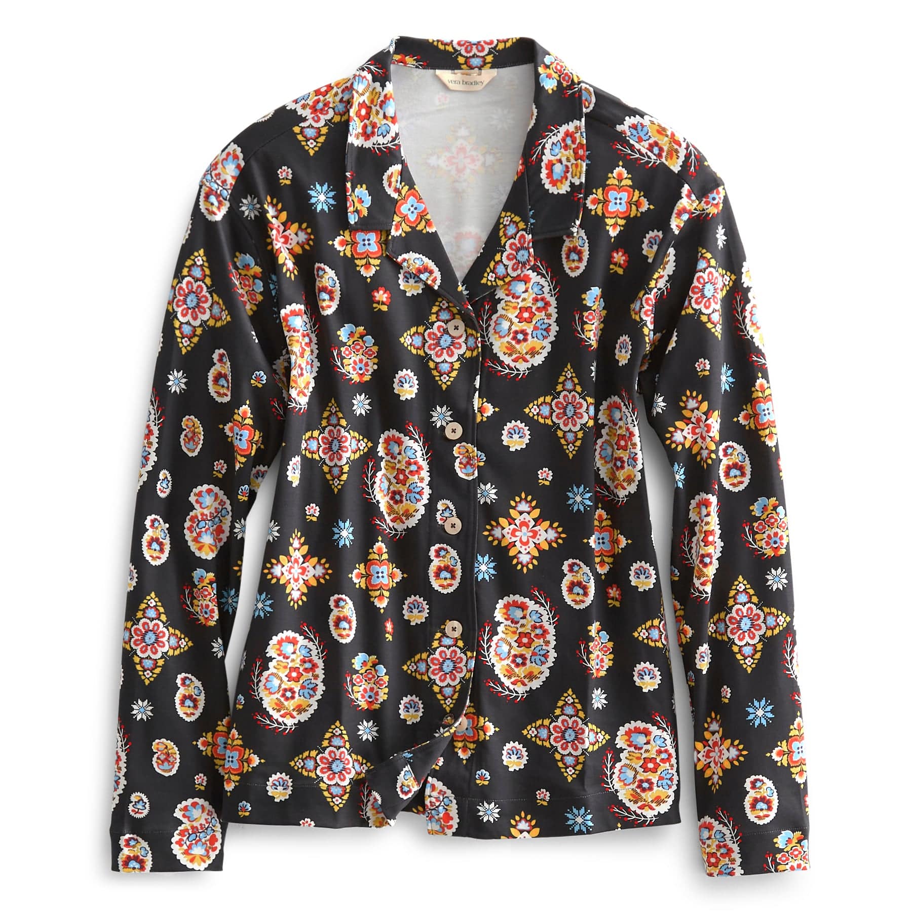 Long-Sleeved Button-Down Pajama Top