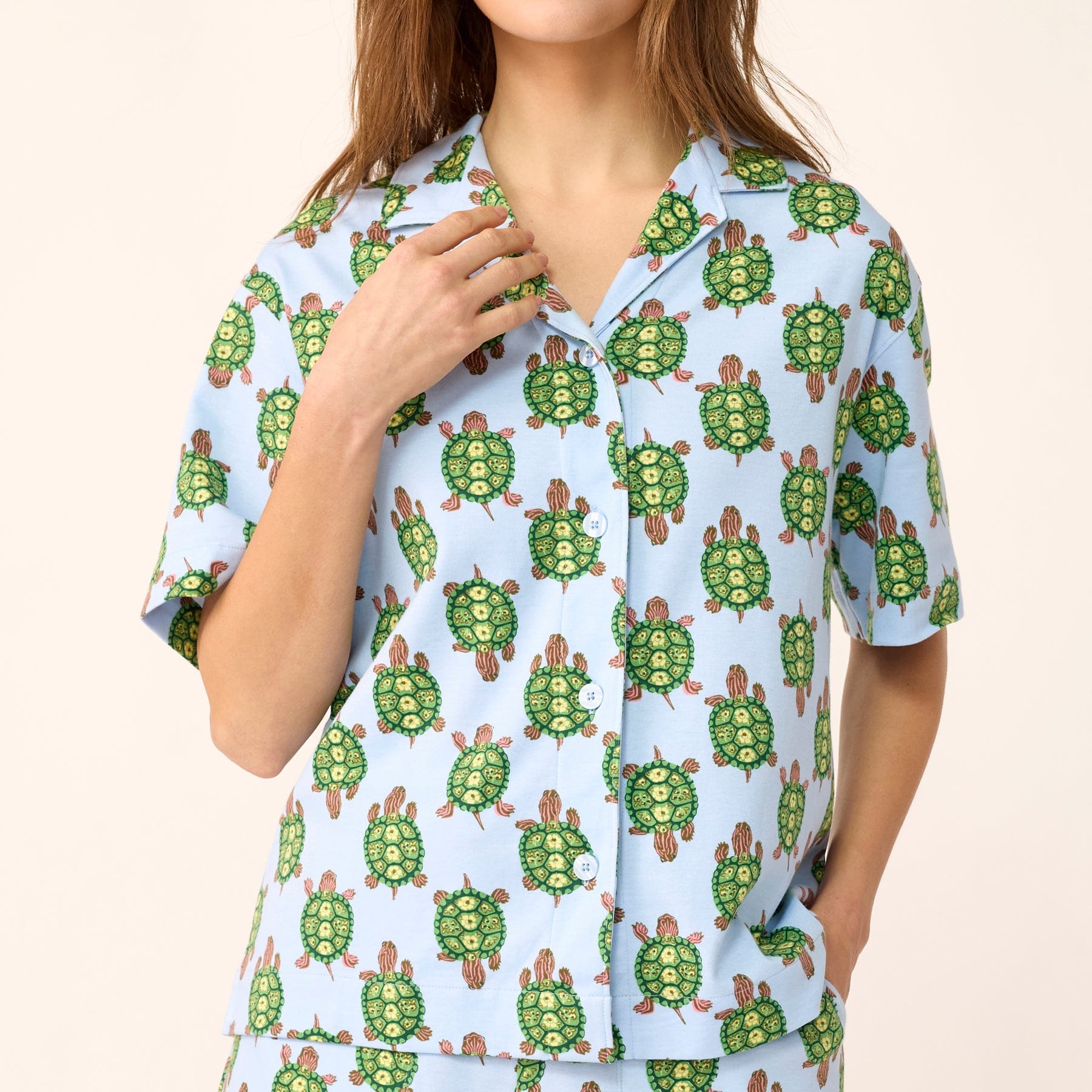 Short-Sleeved Button-Down Pajama Top - Image 2