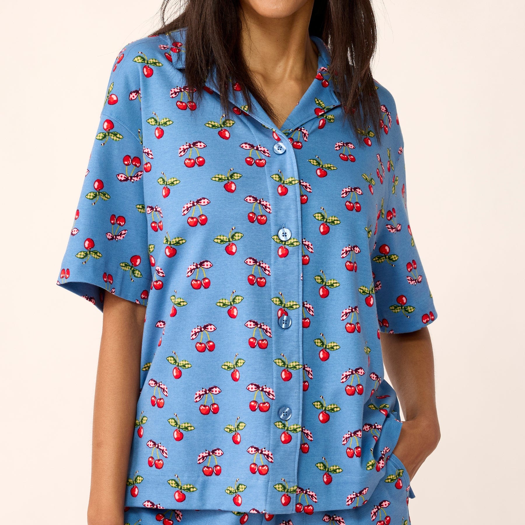 Short-Sleeved Button-Down Pajama Top - Image 2